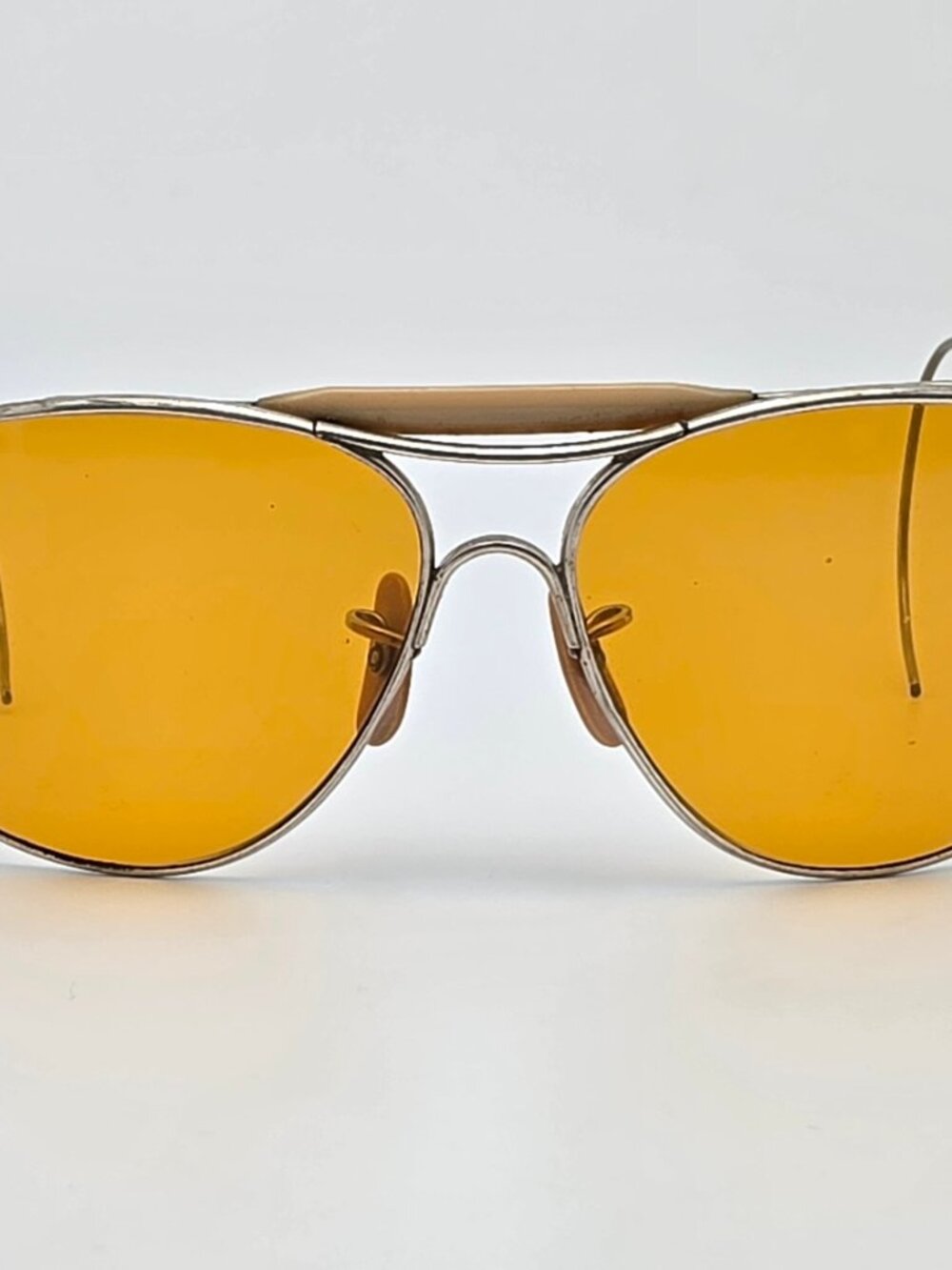 American Optical Type G-1 AAF Nickel Frame Noviole Amber WWII Aviator Sunglasses - Picture 3 of 16